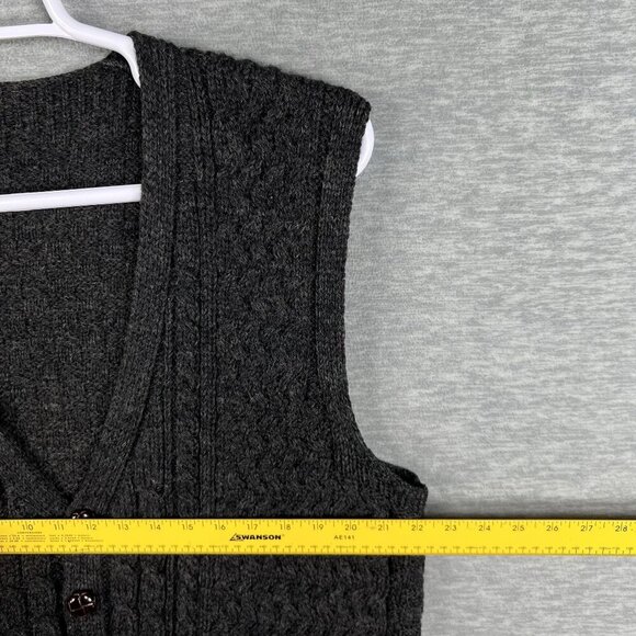 Woolmark Wool Men L Made In Ireland Cable Knit Vest Pocket Fisherman Grandpacore - Picture 9 of 14